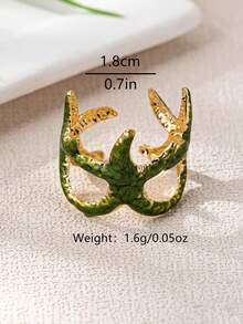 3 件套海滩度假风格海星和贝壳开口戒指，独特的时尚设计，适合日常佩戴 - 彩色 - 查看 8