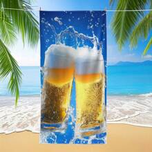 Asciugamano da spiaggia in microfibra estremamente morbido e con stampa vivace della birra - leggero, senza sabbia, asciugatura rapida, super assorbente, ideale per viaggi, nuoto, surf, yoga, campeggio e giorni in spiaggia, elementi essenziali da spiaggia