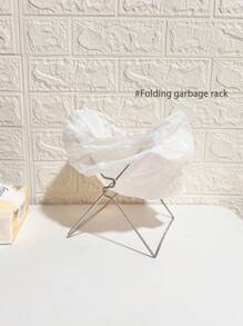 1pc/2pcs Stainless Steel Foldable Trash Bag Holder & Cleaning Cloth Rack, Kitchen Waste Bin Organizer