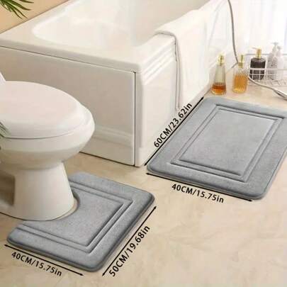 2pcs Memory Foam Bath Mat Set, Extra Absorbent, Non-Slip, Quick-Dry, Waterproof, Machine Washable, Thick & Fade Resistant, Soft & Comfortable Bathroom Carpet, Suitable For Bathroom, Bedroom, Home Decor Room Decor Bathroom Accessories Back To School Entryway Decor Bathroom Kitchen Decor