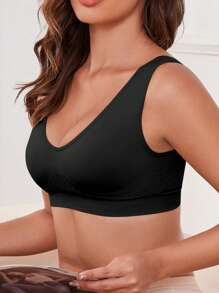 Women EssElegance Wireless Padded Sports Bra, Breathable Mesh, High Elasticity, Suitable For Yoga, Running