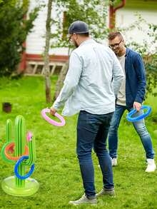 1pc Fun Pool Inflatable Cactus Ring Game Set, Target Throwing Floating Swimming Ring Game, Beach Party Game, Pool Carnival Party Leisure And Entertainment Supplies, Suitable For Pool Parties, Lakes, Rivers, Seaside Vacations, Family Party Water Interactive Games - Multicolor - View 8