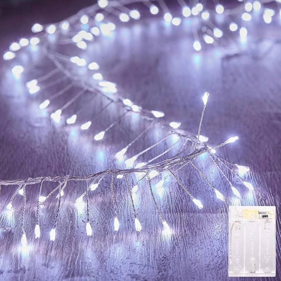 New Fairy Lights Battery Operated, 10Feet 120LEDs Firecracker String Lights Waterproof Sier Wire Starry Firefly Light For DIY Wreath Home Ing Indoor Outdoor Christmas Drations, Pure - 純白 120 個 LED - 查看 1