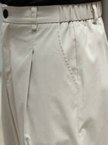 1 pieza Pantalones de estilo casual minimalista y de vanguardia, de corte holgado con pliegue simple y cintura semielástica, aptos para ocasiones como Día de Acción de Gracias, Día de San Valentín, Navidad, Día del Maestro, Carnaval, Pascua, Ramadán, Año Nuevo, Día de la Independencia, Día del Trabajo, Eid al-Fitr, Día de San Patricio, Año Nuevo Chino, Día del Padre