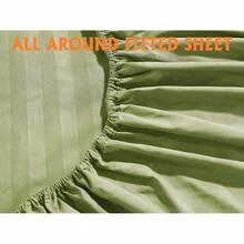 Elegant Comfort, Softest, Coziest 6-Piece Sheet Sets! 1500 Hotel Quality Luxurious Wrinkle Resistant Damask Stripe Bed Sheet Set, Black - Bedding 2025 - 鼠尾草綠 - 查看 9