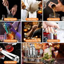 Cocktail Bar Set Kit 23 Piezas Utensilios de Bar, Coctelera 750ML Barra de Coctelería de Acero Inoxidable Juego de Cóctel con Soporte Conjuntos para el Bar, Coctelera de Cóctel Hogar Mezclar Bebidas - 1 - Ver 2