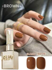 XEIJAYI 1 Stück 15ML Schokoladenbraun Gel Nagellack, haltbarer Gel Nagellack mit hoher Farbsättigung, geeignet für Salon Design und Frauen Nägel