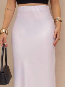 YING ZI Elegant Mode Long Formal Skirt - White - View 3