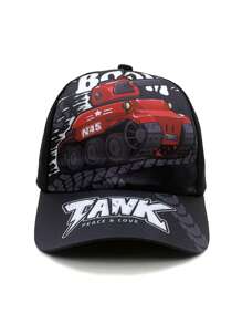 1 Peça Boné de Beisebol com Estampa de Veículo Fora de Estrada & Escavadeira para Crianças, Chapéu de Sol Fofo de Veículo de Construção