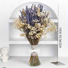 Ramo de flores secas de lavanda y flor del bebé en estilo rústico con limonium - Arreglo floral natural mixto, adecuado para decoración del hogar, regalo del Día de la Madre y primavera, decoración estética de la habitación, materiales (), decoración de otoño