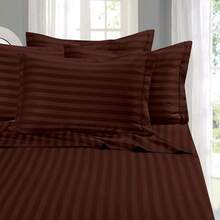 Elegant Comfort, Softest, Coziest 6-Piece Sheet Sets! 1500 Hotel Quality Luxurious Wrinkle Resistant Damask Stripe Bed Sheet Set, Black - Bedding 2025 - 巧克力棕 - 查看 1