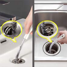 1/2pcs Hair Drain Catcher Cleaning Brush, Flexible Sink Pipe Drain Cleaner Tool, Bathroom Kitchen Sink Drain Clog Remover, Cleaning Supplies