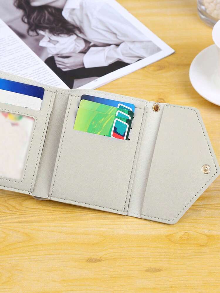 Billetera multifuncional decorada con borlas, cartera corta de mujer, monedero con solapa, portafolios sobre para mujer - Multicolor - Añade 9