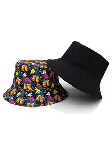 Casual Summer Beer Pattern Printed Bucket Hat, Unisex Beer Music Festival Bucket Hat - A - View 8
