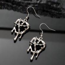 2 peças brincos com pingente de coração vermelho e preto, estilo gótico punk rock, para mulheres, moda criativa, estética grunge, joias Y2K, acessórios EMO, presente de dia dos namorados