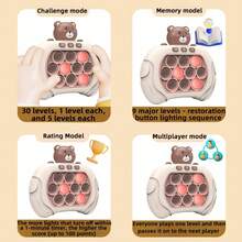 1 套全新原装快速推游戏机布朗熊弹出式泡泡电子弹出游戏 4 种模式轻型抗压玩具，适合成人青少年礼物，带盒（部分配件款式和颜色随机）圣诞礼物 - 棕色 - 查看 5