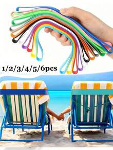 10 件加厚硅胶沙滩椅毛巾带，防风伸缩沙滩巾夹，易于清洁，色彩鲜艳，可调节，可重复使用 - 牢固贴合，适用于泳池、游轮、露营、野餐、旅行、健身房、瑜伽和户外活动、夏季旅行、度假必需品（颜色随机） - 彩色 - 查看 2