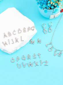 26 pièces Pendentifs avec lettres anglaises ornées de diamants, conviennent pour la fabrication de boucles d'oreilles et de bijoux de collier avec lettres pour les femmes
