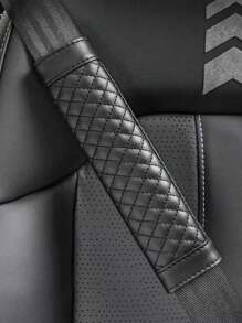2Pcs Seat Belt Pads Faux Leather Seat Belt Covers More Comfort Driving Cushion Helps Protect Neck And Shoulders Suit For Car, Truck, SUV, Airplane