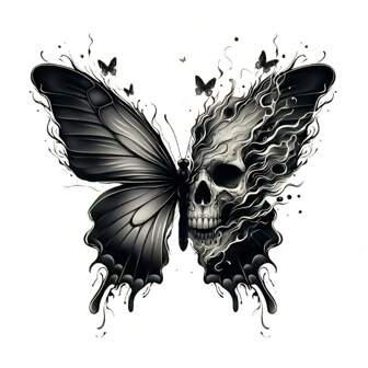 1pc/2pcs/3pcs High Quality Butterfly Skull Heat Transfer Stickers - Gothic Style Iron-On Patches Suitable For T-Shirts, Hoodies, Pillows Etc., Easy To Apply And Durable, Black And Grey Wing Designs With Flame And Smoke Details, Great For DIY Fashion And Textile Decoration