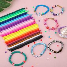 6mm 1/5/10 Strand Flat Round Polymer Clay Beads, Multicolor Loose Spacer Polymer Clay Beads For Jewelry Making, DIY Handmade Bracelet Necklace Jewelry Making Craft Supplies, Soft Clay Material, Art & Craft Beading Supplies