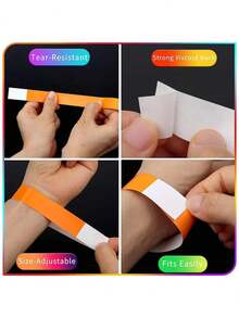 100/500pcs Paper Wristbands, Waterproof Neon Wristbands, Adjustable Wristbands, Concert, Party, Amusement Park, Festival, Christmas And Halloween Ticket Wristbands - Multicolor - View 5