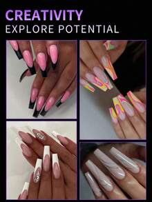 120Pcs/Box Full Cover Fake Nails Acrylic Nail Supplies Semi-Frosted Seamless Nail Clear Long Ballet Nail Tips