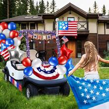 57 Pcs 4th Of July Parade Golf Cart Decoration Kit Red White And Blue Golf Cart Supplies Independence Day Burlap Bunting Flag Tinsel Garland Balloons Decor For Memorial Day Patriotic Party - 1 - View 7