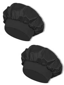 1/2Pcs Silk Bonnet For Sleeping, Satin Hair Bonnets, Soft Elastic Band Silk Sleep Cap, Silk Hair Wrap For Curly Hair (Black&Pink]