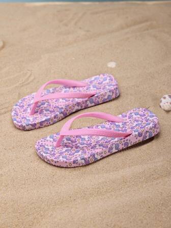 1 par de zapatillas de estar por casa con diseño de animales de dibujos animados para niños, hechas de EVA con suela antideslizante