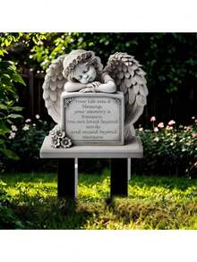1 Peça - Placa Memorial Clássica de Anjo, Acrílico para Jardim, Montagem no Solo, Decoração Externa Resistente às Intempéries, Memorial de Páscoa, Sem Necessidade de Energia, Ornamentos Decorativos de Jardim, Ornamentos Criativos, Decoração Doméstica, Placa de Acrílico, Dia de Natal