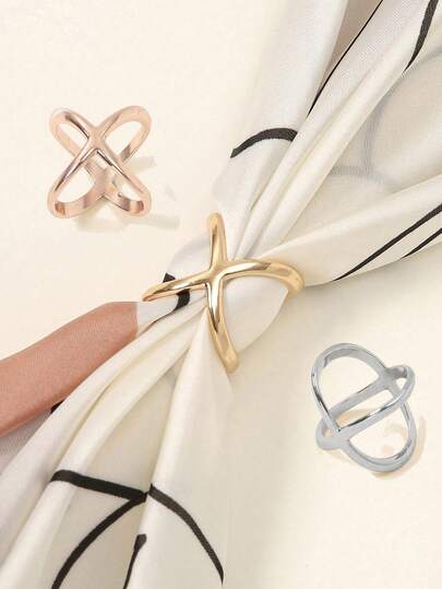 1/2/3/9 piezas Broche de mujer de tono dorado con anillo entrelazado, clip de bufanda, broche de moda para vestido