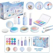 Children's Pretend Play Makeup Set, Girls Toy Makeup Kit With Lipstick, Eyeshadow, Comb