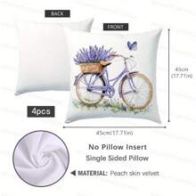 4 paquetes de fundas de cojín decorativas con diseño floral moderno, de 17.7x17.7 pulgadas, de poliéster lavable a máquina con cierre de cremallera, fundas de cojín tejidas para decoración del hogar, sofá y dormitorio - Diseño de floración de lavanda de primavera