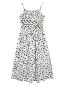 Summer Ditsy Floral Loose Strap Casual Dress, Flattering