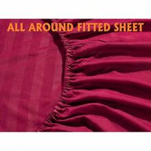 Elegant Comfort, Softest, Coziest 6-Piece Sheet Sets! 1500 Hotel Quality Luxurious Wrinkle Resistant Damask Stripe Bed Sheet Set, Black - Bedding 2025 - 酒紅色 - 查看 5