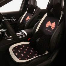 1pc Car Seat Cushion Suitable For All Seasons, Women, Breathable, Simple Bow Design, Non-Slip - one-size - View 6