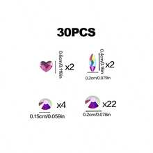 30 件蝴蝶和心形牙齿首饰套件，优雅的 DIY 套装，无需胶水，适合女性派对、毕业典礼、舞会（不含胶水） - 30PC炫彩 - 查看 5