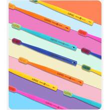 5支/盒糖果色软毛牙刷，高密度抗菌成人家庭牙刷，颜色多样，高密度刷毛，易起泡，去除污渍和碎屑，圆锥形头设计，清洁彻底，独立包装，返校