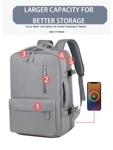 Ryanair 40x20x25 可擴展座下背包，航空公司認證防水機艙包，附 USB 接口 - 灰色 - 查看 2