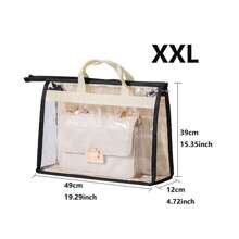 6 piezas de bolsas protectoras de polvo transparentes y no tejidas para bolsos, organizador de almacenamiento de bolsos con cremallera y asa, bolsa colgante para el armario, accesorios para bolsos