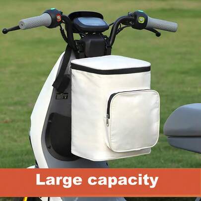 1 pieza Bolsa colgante para bicicleta, bolsa delantera para bicicleta de gran capacidad de almacenamiento con bolsillo para teléfono móvil, portátil y ajustable, bolsillo impermeable con cremallera metálica para bicicleta de montaña, bicicleta eléctrica y motocicleta, organizador de bolsa de carrito