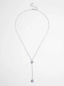 1pc Elegant & Fashion 925 Sterling Silver Evil Eye Round Layered Pendant Necklace, Suitable For Women & Men, Enhancing Style For Parties & Gatherings
