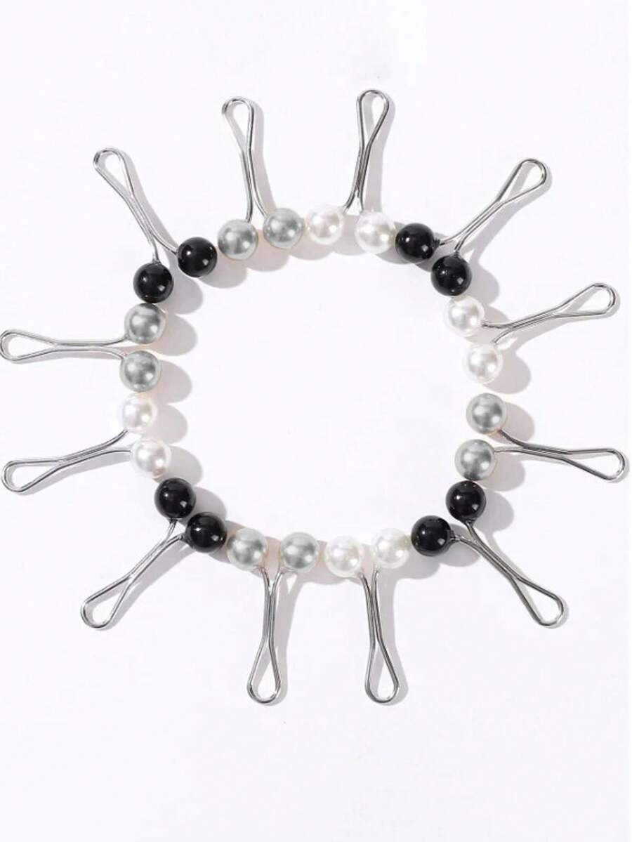 12 件女士胸针套装 - 珍珠胸针、围巾夹、头巾夹，用于毛衣、披肩、围巾 - 混色 - 查看 1