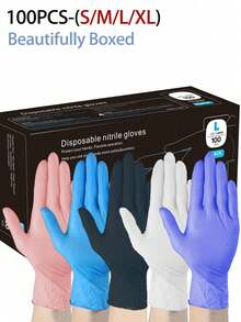 Latex-Free Black Disposable Nitrile Gloves, Boxless, Durable Household Cleaning Gloves, Waterproof, Anti-Static, Multi-Purpose Gloves, Linen Finger Sleeves, Suitable For Hair Dyeing, Beauty, Painting, Crafts, Household Cleaning, Kitchen, Bathroom, Home Decor, Holiday Gifts, Party Favors. Size: S, M, L, XL - Black - View 3