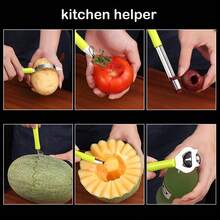 2/1pc Jalapeno Pepper Corer & Zucchini/Cucumber Corer, Newness Stainless Steel Core Deseeder Kitchen Tool With Serrated Slice And Rubber Handle, Easy For Seed Remover Or Slice Off Vegetables Tops - Multicolor - View 9
