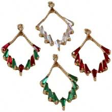 1 pieza/2 piezas/4 piezas Colgante con forma de rombo enchapado en latón vintage con circonita cúbica, suministros de artesanía de joyería DIY para pendientes