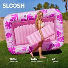 Sloosh-L/XL Inflatable Tanning Pool Lounge Float With Cup Holder, 70"X46"/85″ X 57″ Large Pool Floats Adult With Pillow, 4 In 1 Suntan Tub Raft Floatie, Sunbathing Bed Lounge Blow Up Ball Pit Party Gifts, Inflatable Sofa Pool, TikTokShopSummerTurnup - Purple - View 8