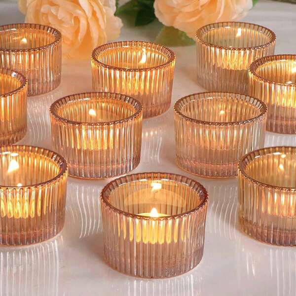 1/4 pièces Porte-bougie transparent, convient pour tenir des bougies parfumées, idéal pour les dîners romantiques aux chandelles, bougeoirs d'intérieur, création d'ambiance, convient pour diverses occasions, rassemblements, festivals, etc. Coupe de bougie parfumée en verre, coupe de bougie rayée, porte-bougie parfumé transparent résistant à haute température