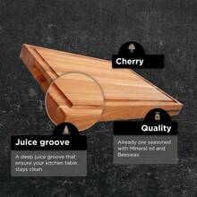 Medium Wood Cutting Board From American Cherry A Reversible Butcher Block That Comes With Juice Groove For Cutting Meat And Juicy Veggies Easily Cherry Chopping Board 16x12x1.5 Inches - DarkBrown - View 3